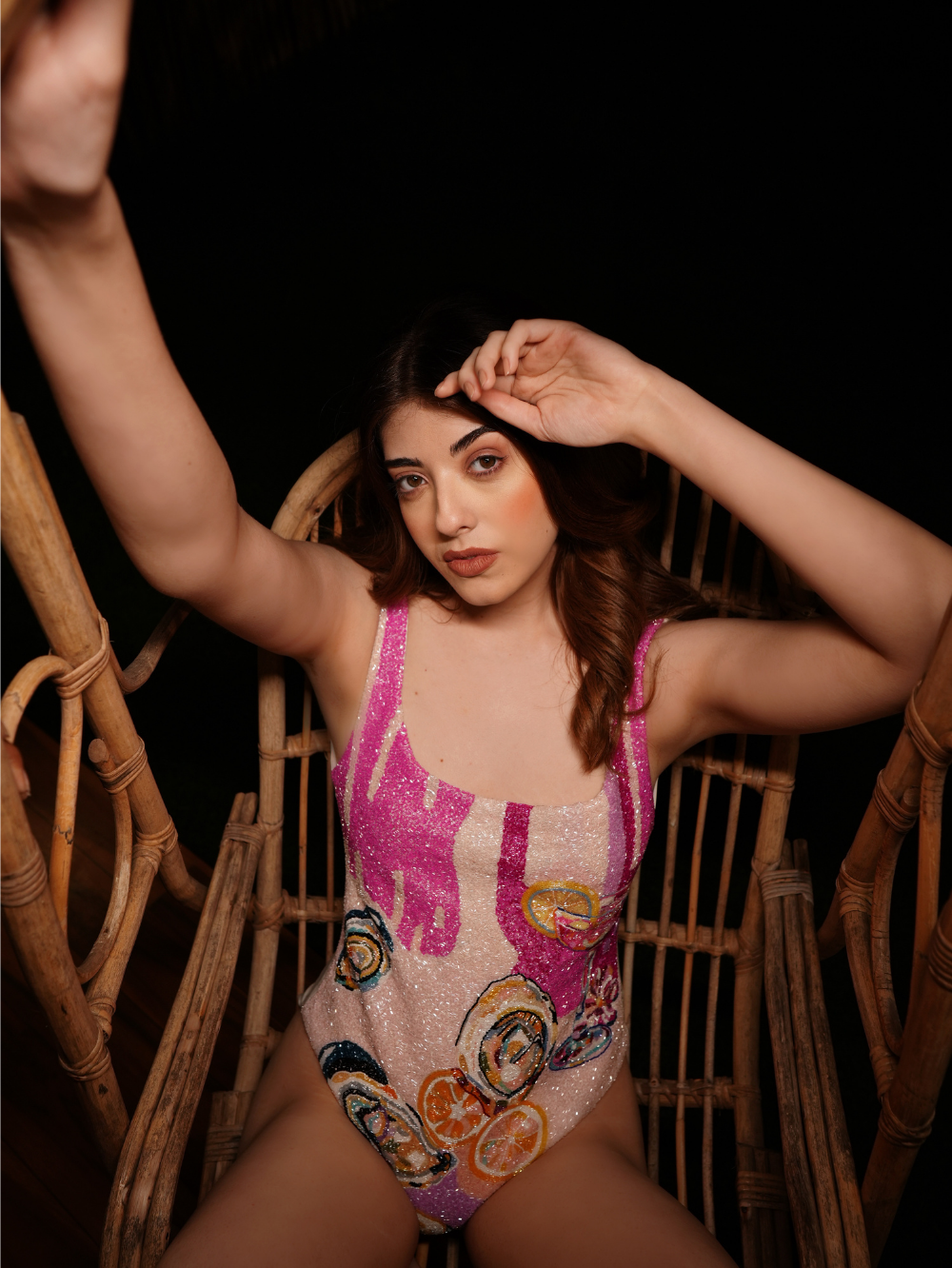 Oyester Afterglow hand beaded swimsuit