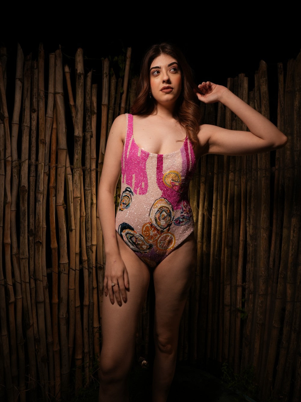 Oyester Afterglow hand beaded swimsuit